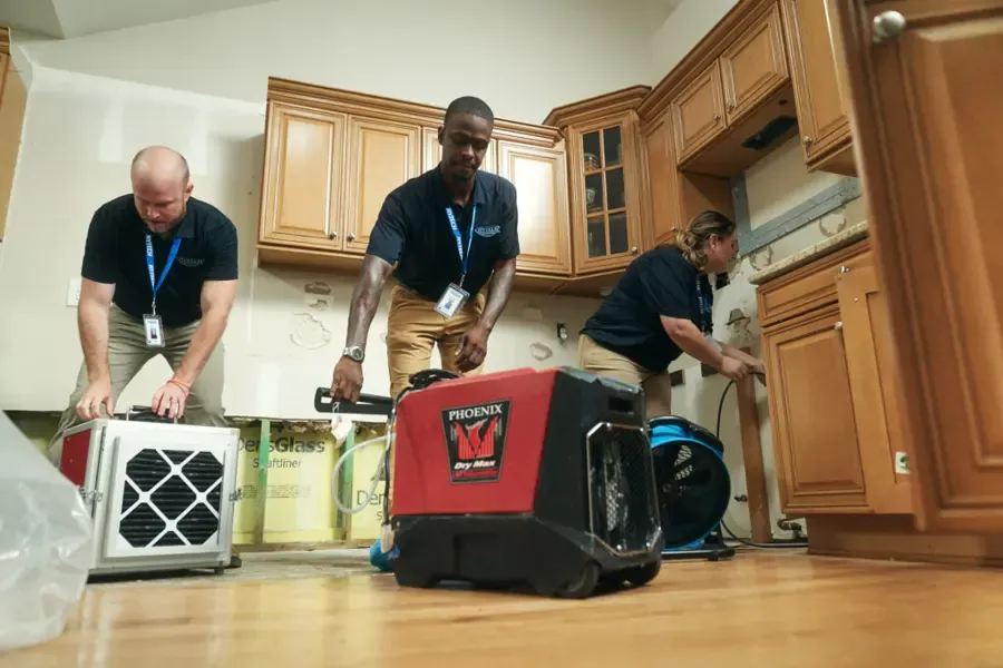 Water Damage Restoration Santee technicians drying a water damaged home in Santee, CA
